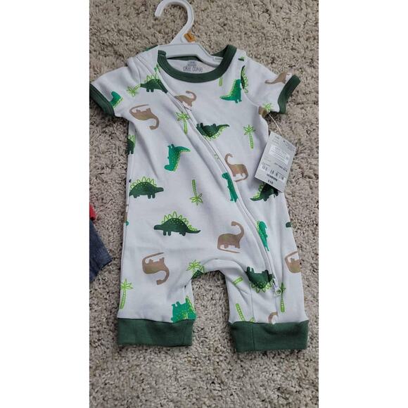 Carter's Baby 3-Piece Set Romper Outfit Dino Shark Stripe Bodysuit Summer NWT NB - Picture 7 of 7